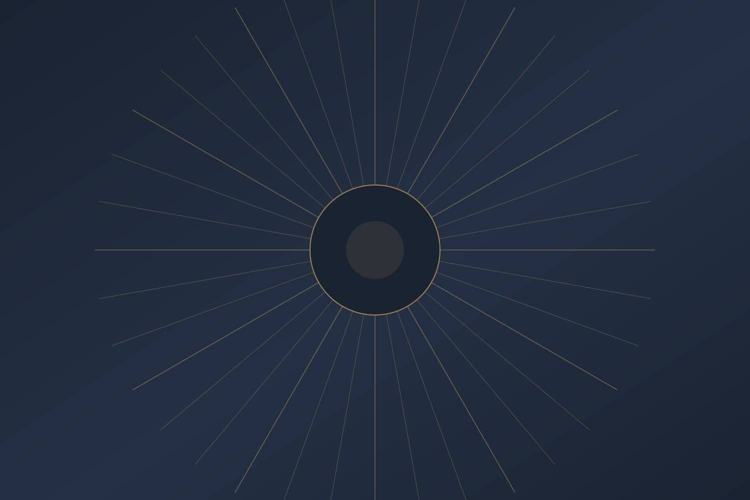 Raggiera dorata su fondo blu notte